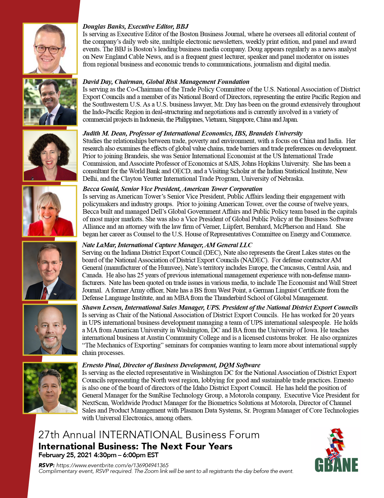 27th Annual International Business Forum & Networking Night Registration